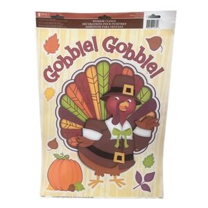 THANKSGIVING WINDOW CLING VINYL STICKER TURKEY HOLIDAY DECOR 10 Piece 2015 NOS!